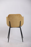 Arm Chairs & Recliners: Set of 2 Dining Chairs Corduroy Cord Fabric with Metal Legs in Mustard Yellow