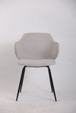 Arm Chairs & Recliners: Set of 6 Dining Chairs Fabric with Metal Legs in Ivory Beige