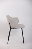 Arm Chairs & Recliners: Set of 6 Dining Chairs Fabric with Metal Legs in Ivory Beige