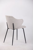 Arm Chairs & Recliners: Set of 6 Dining Chairs Fabric with Metal Legs in Ivory Beige