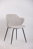 Arm Chairs & Recliners: Set of 6 Dining Chairs Fabric with Metal Legs in Ivory Beige