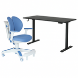 Office & Desk Chairs: Ergonomic Kids Study Chair & Adjustable Electric Standing Desk Set  Blue Chair & Black Desk