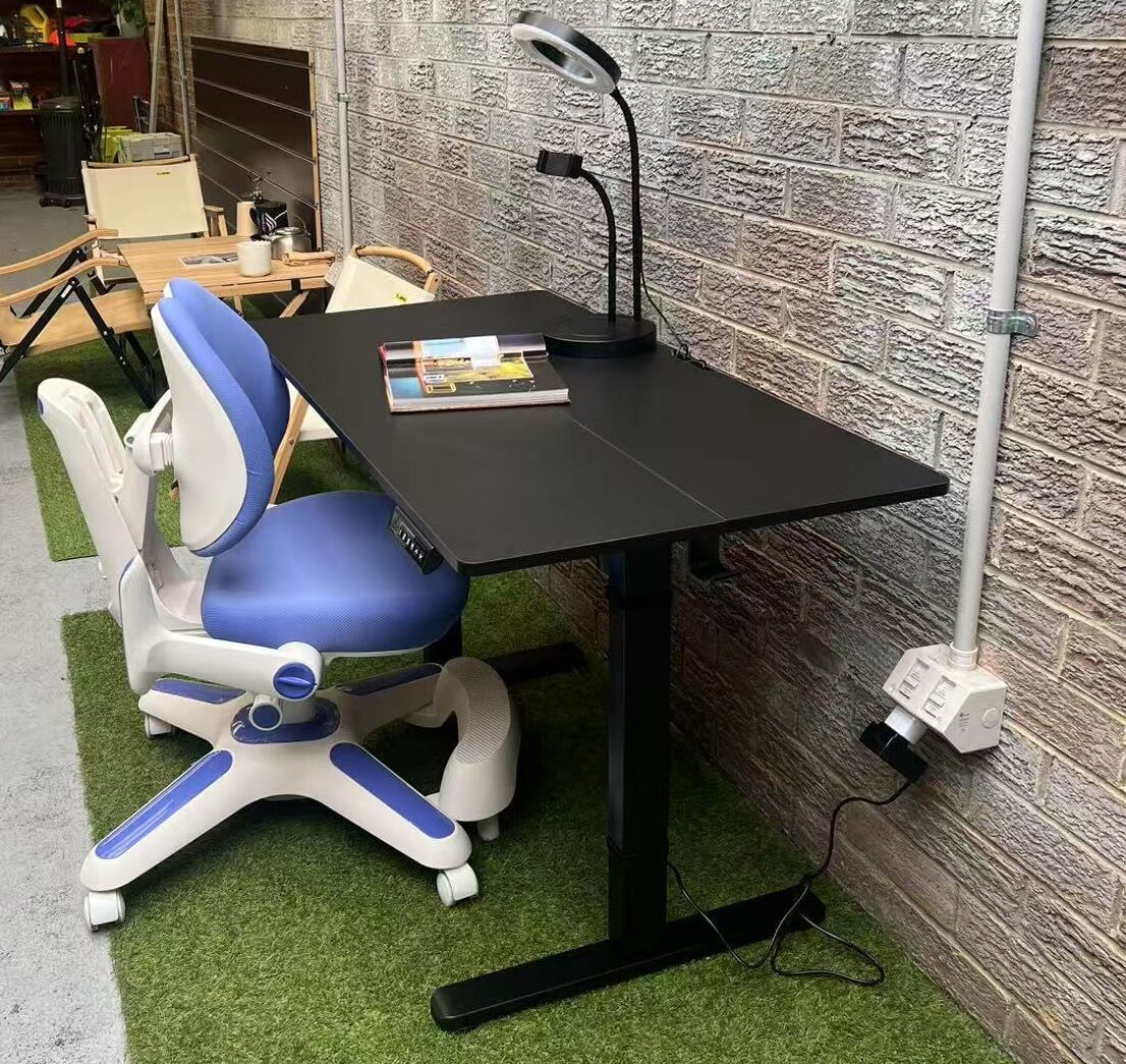 Ergonomic Kids Study Chair & Adjustable Electric Standing Desk Set â€“ Blue Chair & Black Desk