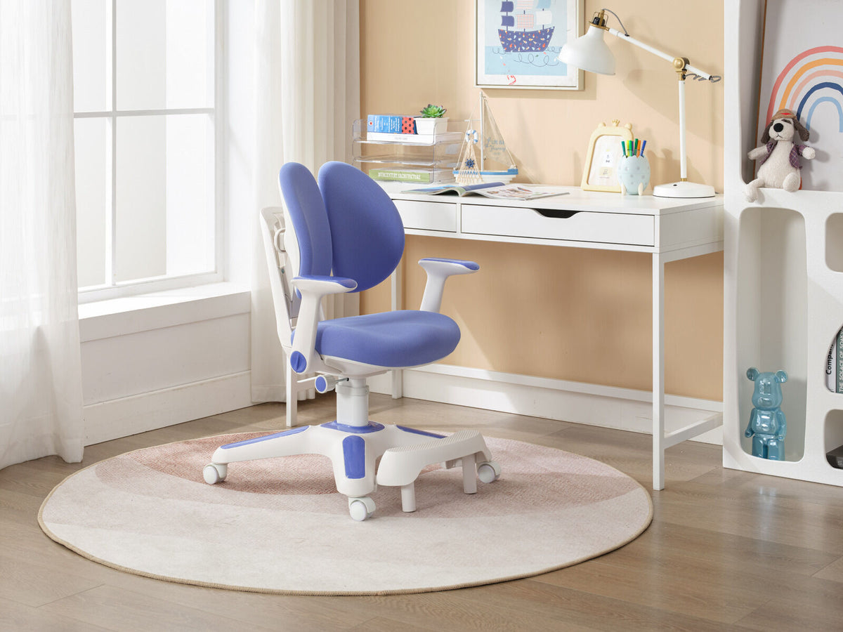 Ergonomic Kids Study Chair & Adjustable Electric Standing Desk Set â€“ Blue Chair & Black Desk