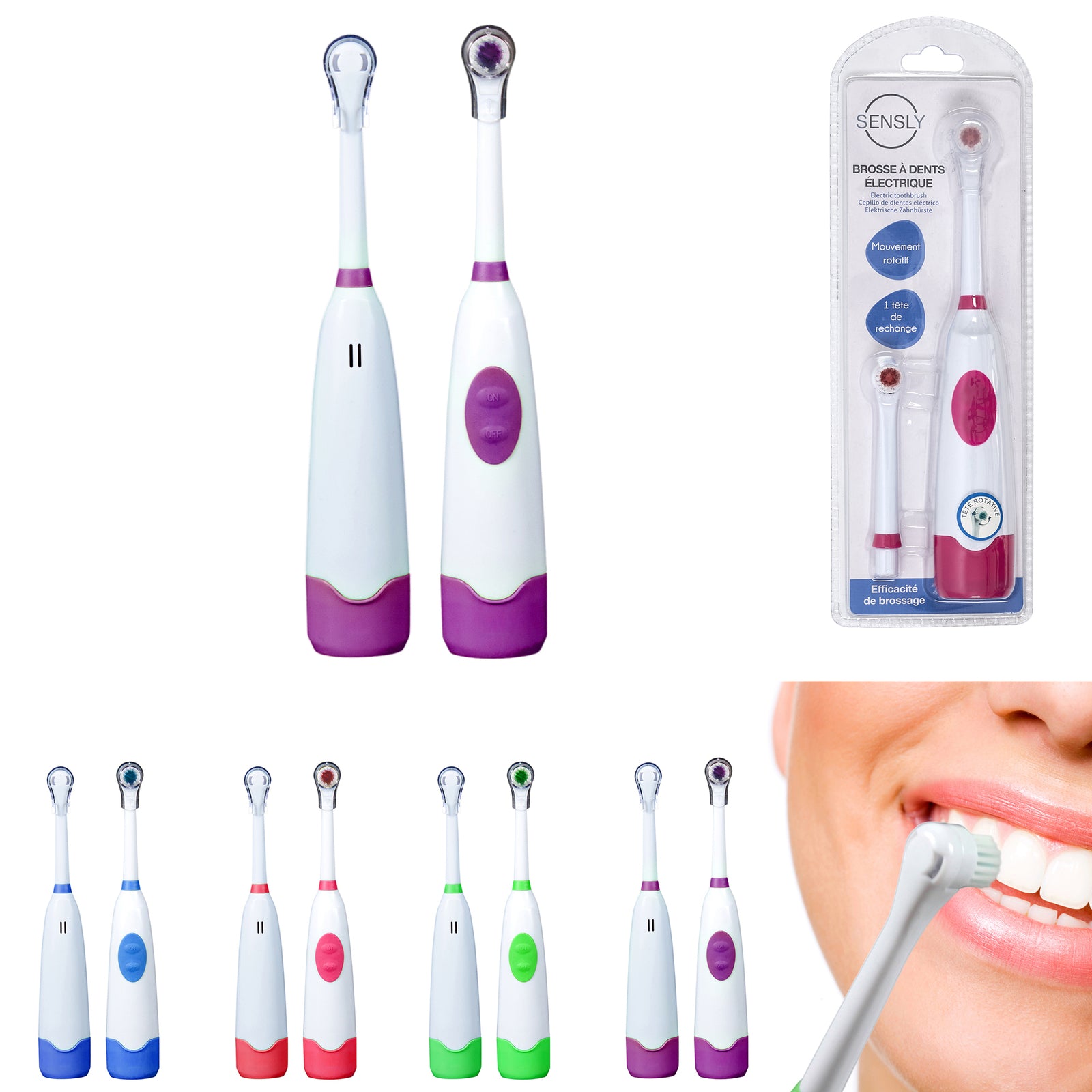 Oral Care: SENSLY Electric Toothbrush Dual Battery Operated Adults - Assorted Colours