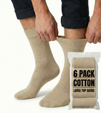 6x Pair COTTON Rich LOOSE TOP SOCKS Circulation Diabetic Comfort in Beige - 11-14