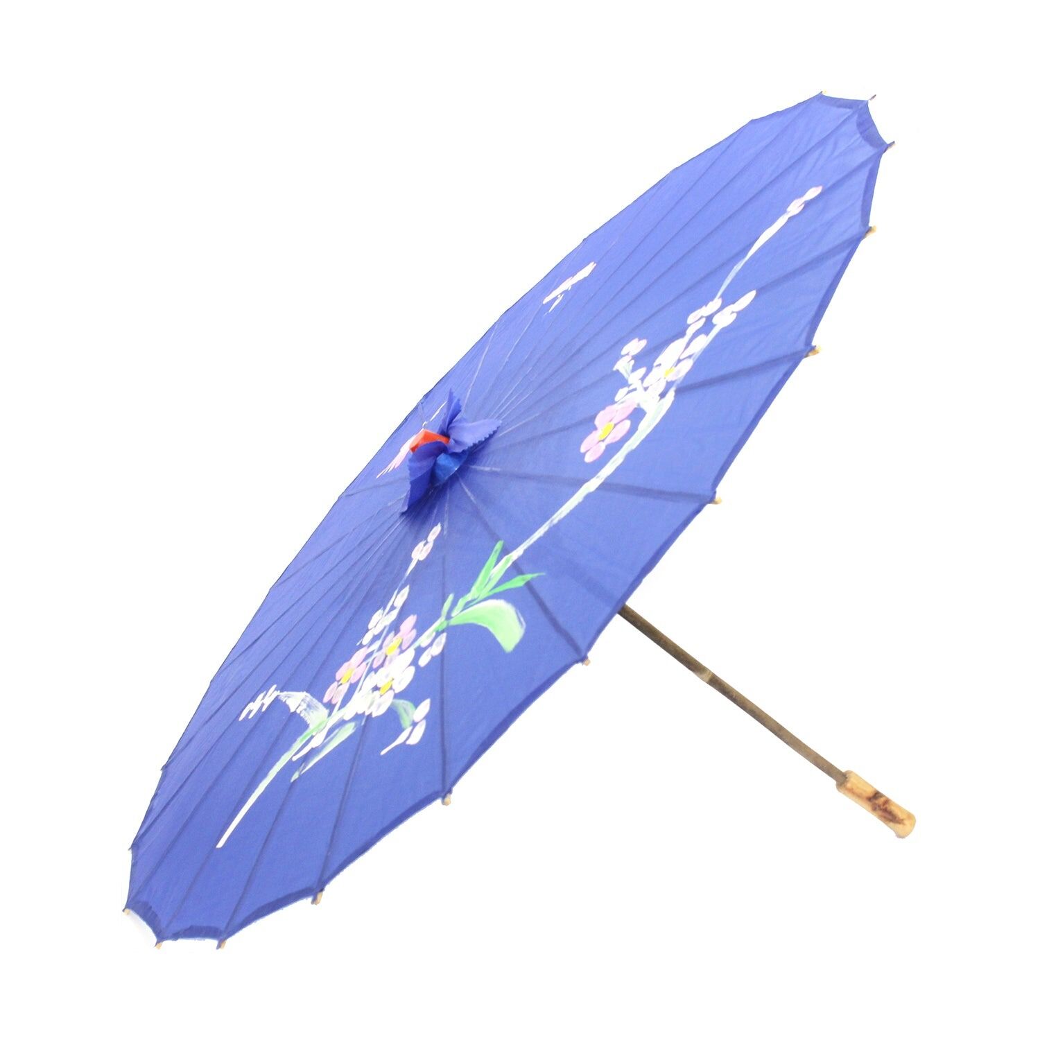 6x PARASOL UMBRELLA Chinese Japanese Bamboo Flower Pattern 80cm Large BULK - Blue