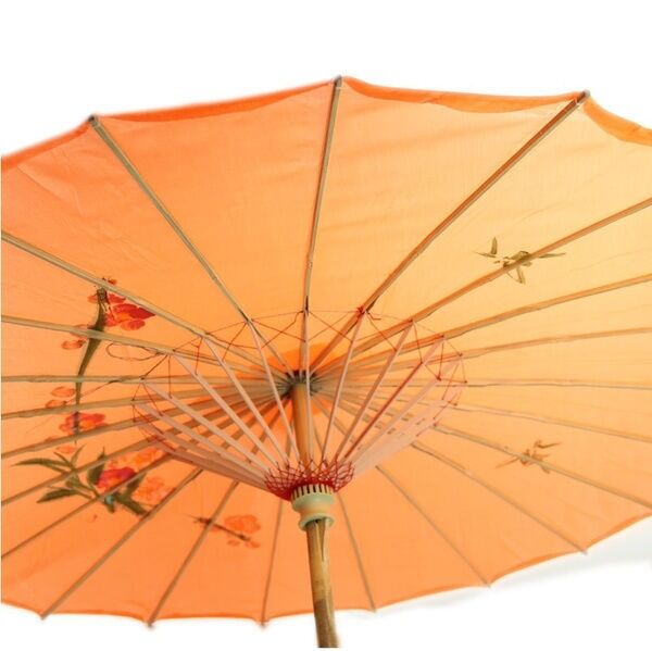 6x PARASOL UMBRELLA Chinese Japanese Bamboo Flower Pattern 80cm Large BULK - Orange