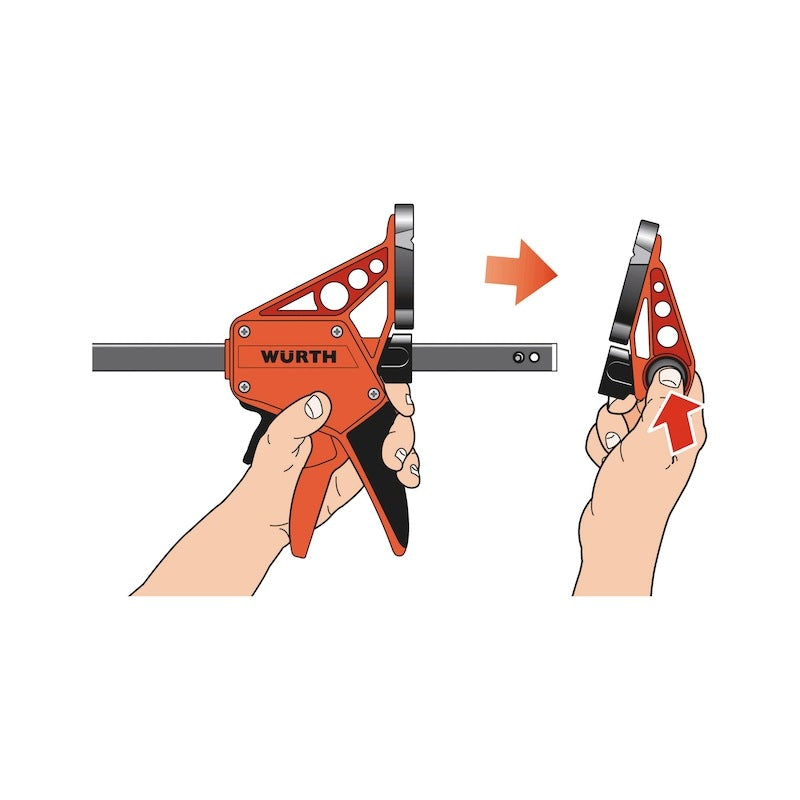 Tool Clamps & Vices: 300mm Wurth Quick-Grip One Handed Bar Clamp F Clamp Hand Trigger Action Clamp