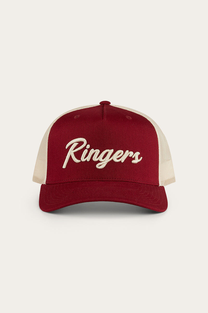 Ringers Western Hackett Trucker Baseball Cap Hat in Burgundy