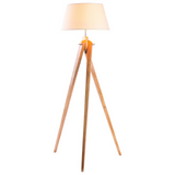 Floor Lamps: Large Tripod Floor Lamp Linen Shade Modern Bamboo Wooden Retro Twist Light