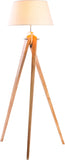 Floor Lamps: Large Tripod Floor Lamp Linen Shade Modern Bamboo Wooden Retro Twist Light