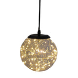 Ceiling Lights: Glass LED Lighting Pendant Light w/ Timer Hanging Lantern Lamp - Round