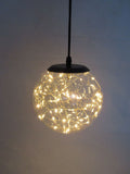 Ceiling Lights: Glass LED Lighting Pendant Light w/ Timer Hanging Lantern Lamp - Round