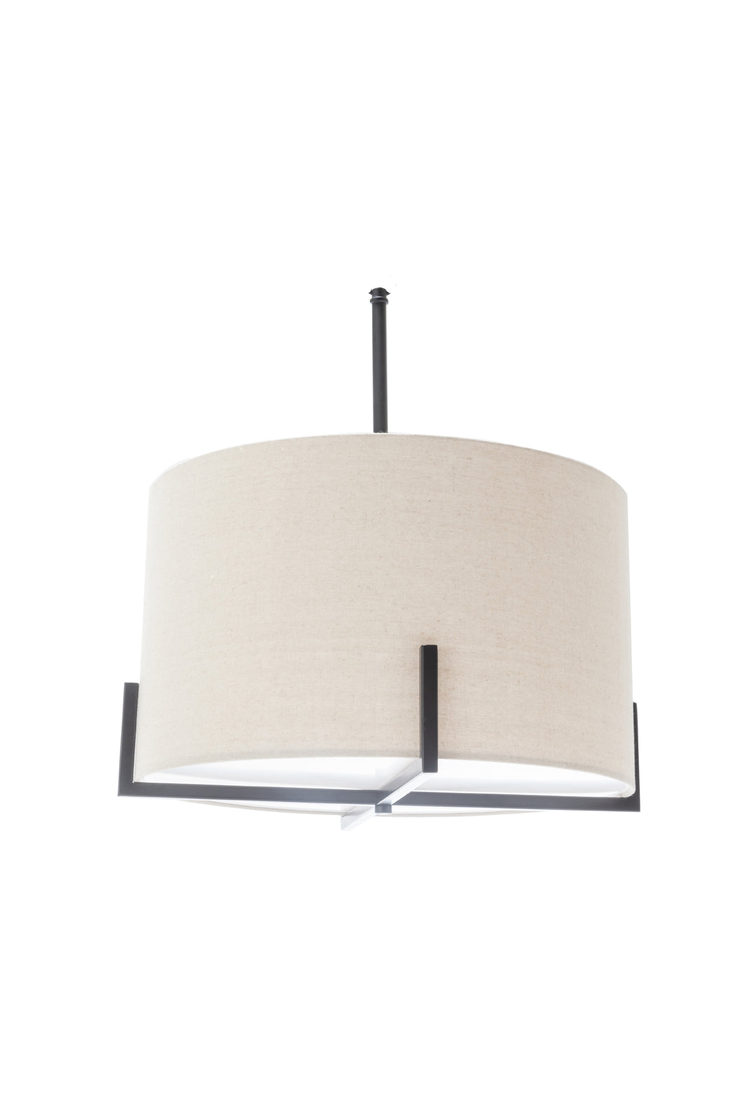 Ceiling Lights: Modern Scandi Metal Hanging Pendant Lamp w/ Linen Shade Light - Matte Black