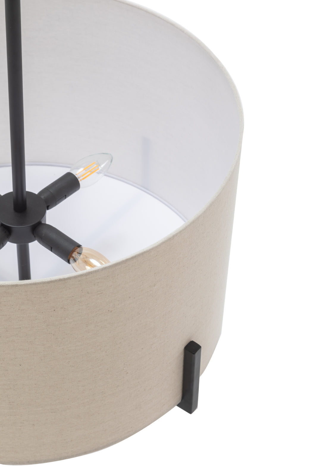 Ceiling Lights: Modern Scandi Metal Hanging Pendant Lamp w/ Linen Shade Light - Matte Black
