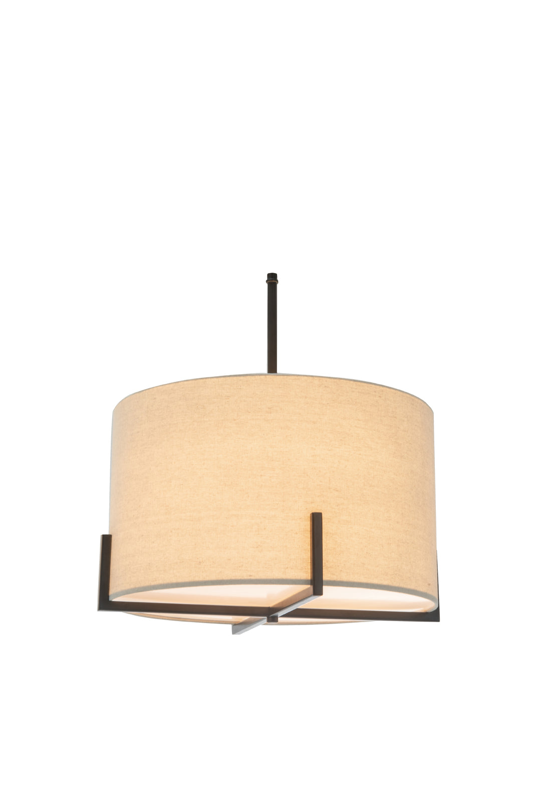 Ceiling Lights: Modern Scandi Metal Hanging Pendant Lamp w/ Linen Shade Light - Matte Black