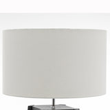 Floor Lamps: Eiffel 3 Tier Natural Wood Floor Lamp w/ Storage Shelves + Off White Linen Shade
