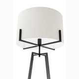 Floor Lamps: Modern Dimmable Floor Lamp w/ Linen Shade Designer Bedroom Lighting - Matte Black