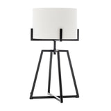 Table Lamps: Modern Scandi Metal Dimmable Table Desk Lamp Light w/ Linen Shade - Matte Black