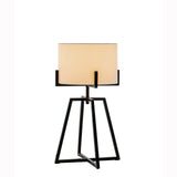 Table Lamps: Modern Scandi Metal Dimmable Table Desk Lamp Light w/ Linen Shade - Matte Black