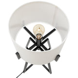 Table Lamps: Modern Scandi Metal Dimmable Table Desk Lamp Light w/ Linen Shade - Matte Black