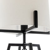 Table Lamps: Modern Scandi Metal Dimmable Table Desk Lamp Light w/ Linen Shade - Matte Black