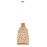 Ceiling Lights: Natural Woven Bamboo Cone Pendant Lamp Hanging Light Bell Shade Boho Tropical