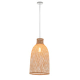 Ceiling Lights: Natural Woven Bamboo Cone Pendant Lamp Hanging Light Bell Shade Boho Tropical