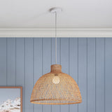Ceiling Lights: Natural Hand Woven Bamboo Dome Pendant Lamp Hanging Light Rattan Style