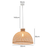 Ceiling Lights: Natural Hand Woven Bamboo Dome Pendant Lamp Hanging Light Rattan Style