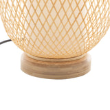 Table Lamps: Natural Woven Bamboo Oval Table Lamp Light Shade Boho Tropical Coastal