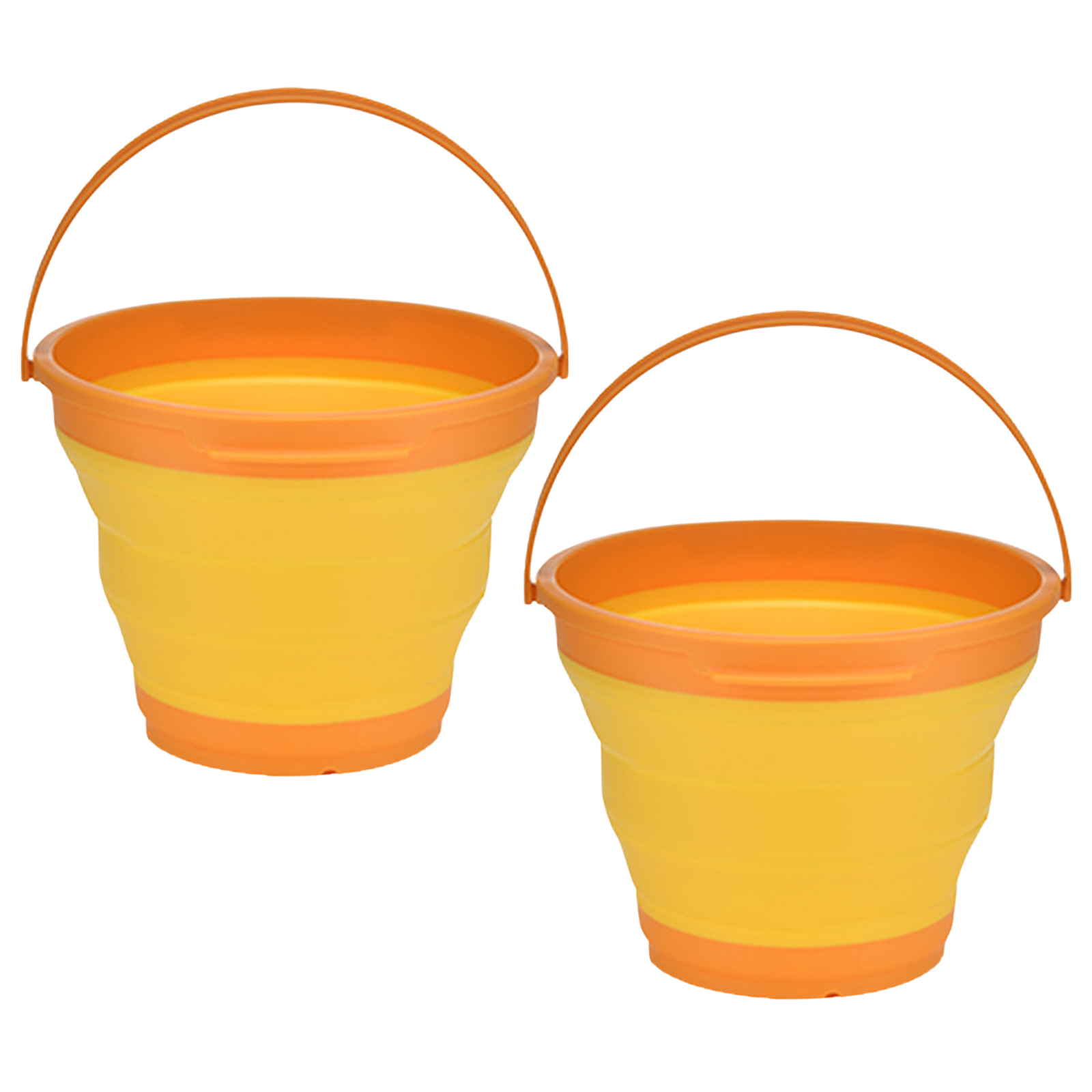 Camp Furniture: 2x 7L Foldable Collapsible Silicone Bucket for Hiking/Camping/Fishing - Orange