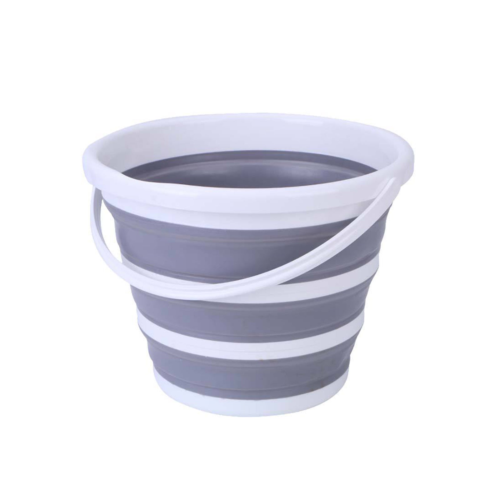 Storage Boxes: 10 Litre Foldable Collapsible Bucket Silicone for Home/Hiking/Camping/Fishing - Grey/White