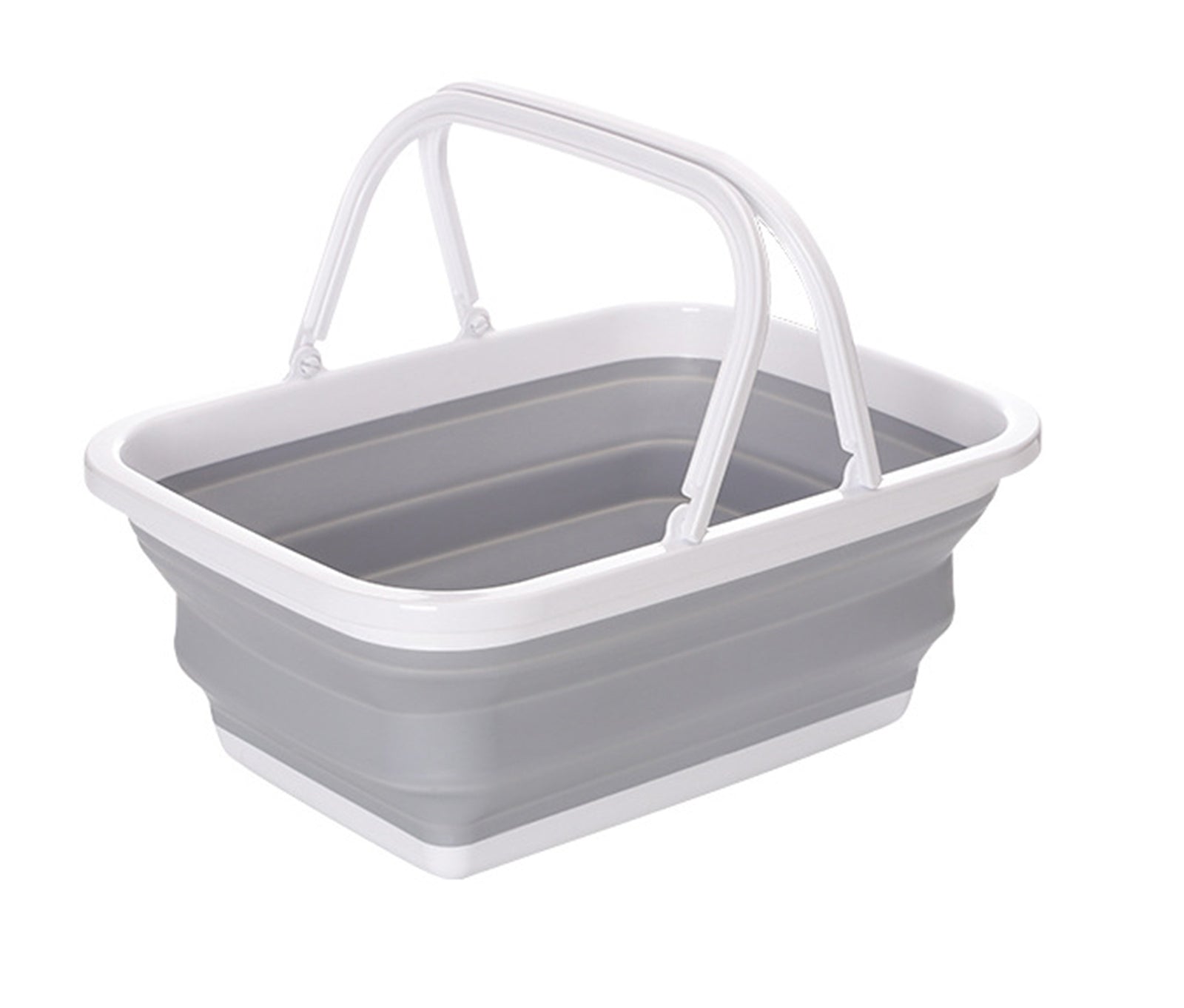 Laundry Baskets: 9L Collapsible Laundry Basket Washing Clothes w/Handles Bin Foldable - Grey/White