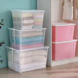 Storage Boxes: 57 Litre Collapsible Modular Clear Foldable Storage Box with Lid Plastic Tub