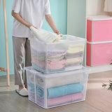 Storage Boxes: 57 Litre Collapsible Modular Clear Foldable Storage Box with Lid Plastic Tub