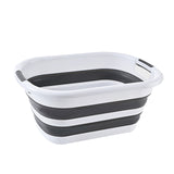 Laundry Baskets: 45L Collapsible Laundry Basket Washing Clothes w/Handles Bin Foldable - Grey/White