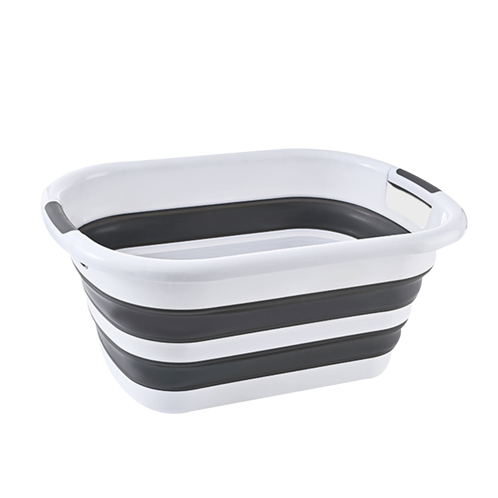 Laundry Baskets: 45L Collapsible Laundry Basket Washing Clothes w/Handles Bin Foldable - Grey/White