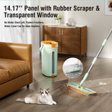 Cleaning & Care: Premium Microfiber Flat Mop Bucket Set w/ Clean & Dirty Water Separation 360 Degree - Light Green