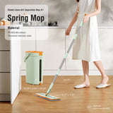 Cleaning & Care: Premium Microfiber Flat Mop Bucket Set w/ Clean & Dirty Water Separation 360 Degree - Light Green