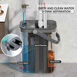 Cleaning & Care: Premium Microfiber Flat Mop Bucket Set w/ Clean & Dirty Water Separation 360 Degree - White