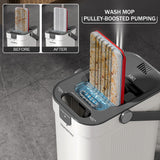 Cleaning & Care: Premium Microfiber Flat Mop Bucket Set w/ Clean & Dirty Water Separation 360 Degree - White