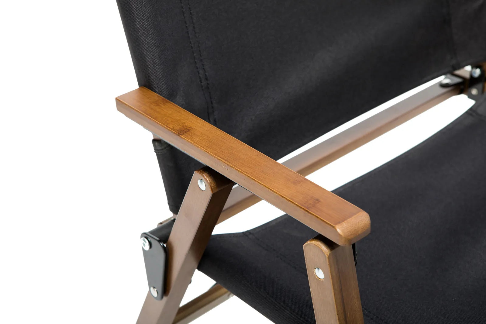 Bamboo Canvas Foldable Outdoor Camping Chair Wooden Travel Picnic Park - Black