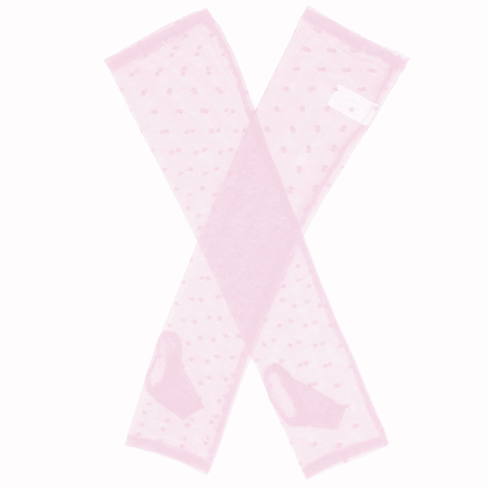 Dents Womens Long Below-Elbow Tulle Flock Dot Fingerless Mittens Gloves - Pink