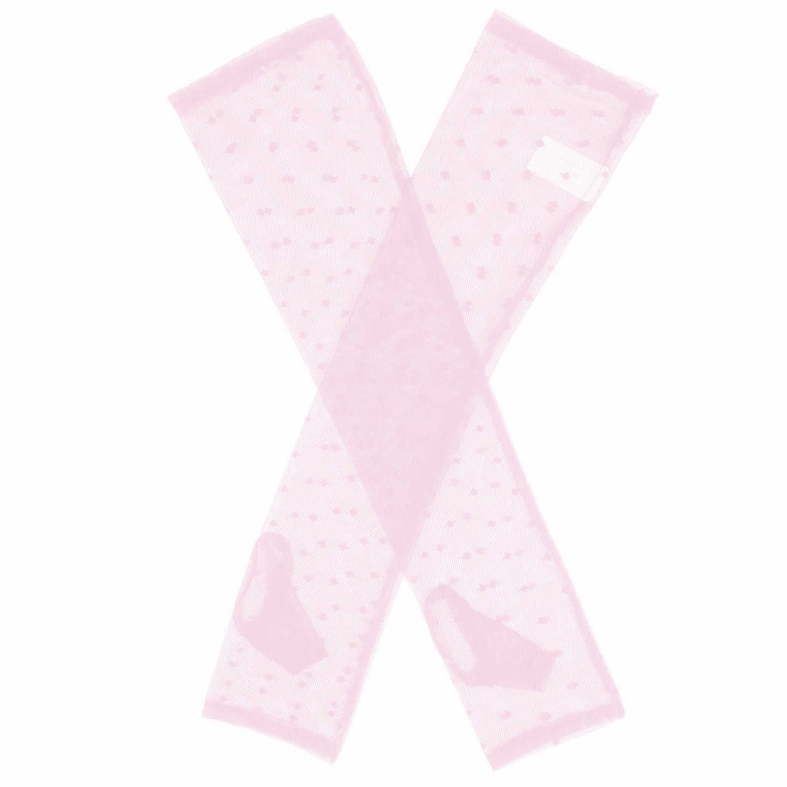 Dents Womens Long Below-Elbow Tulle Flock Dot Fingerless Mittens Gloves - Pink