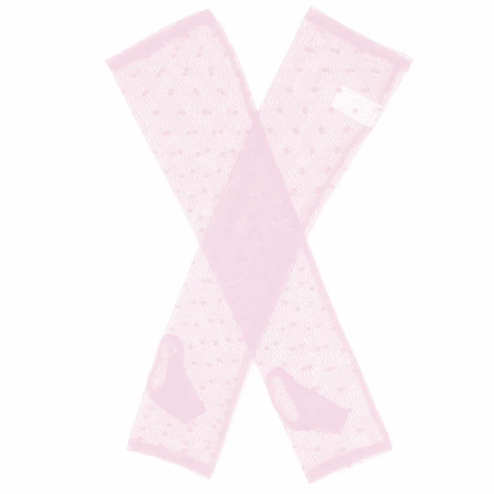 Dents Womens Long Below-Elbow Tulle Flock Dot Fingerless Mittens Gloves - Pink