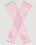 Dents Womens Long Below-Elbow Tulle Flock Dot Fingerless Mittens Gloves - Pink