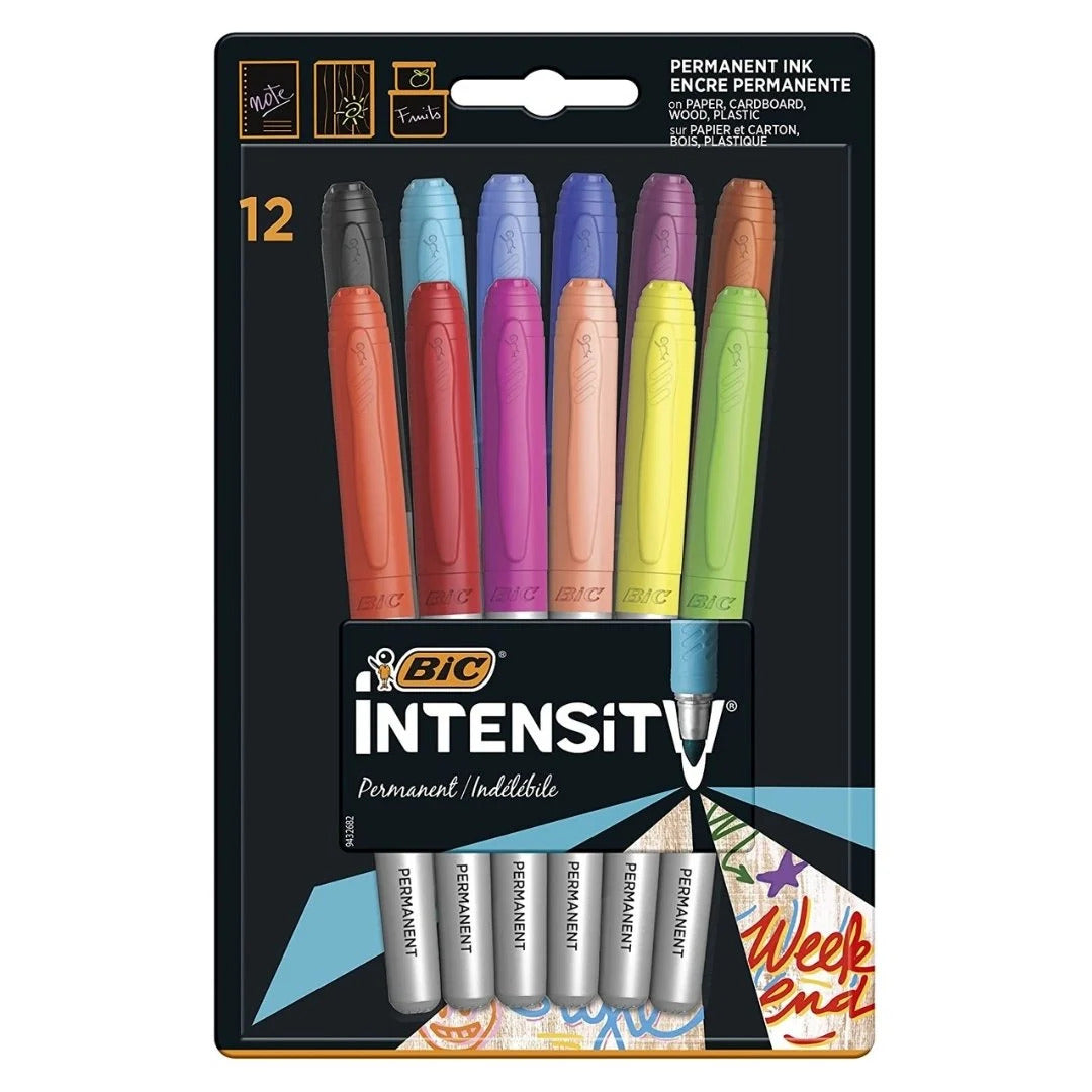 Pens & Pencils: BiC Intensity Permanent Markers - 1 Pack of 12 - Assorted Colours