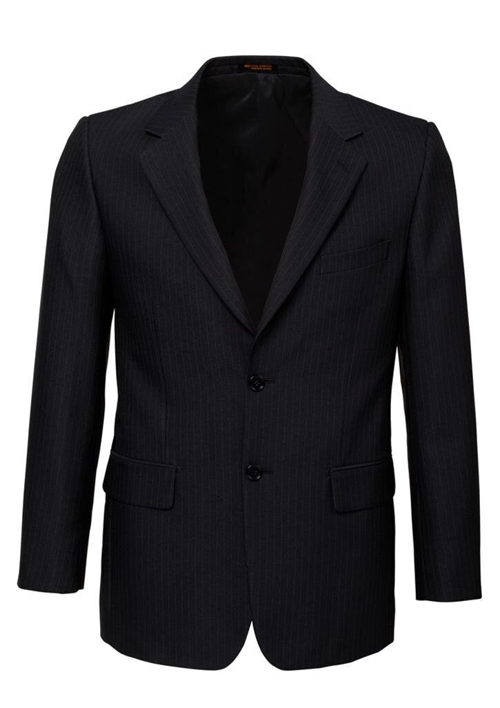 Mens Suit Jacket 2 Button Pinstripe Business Work Blazer Fully Lined - Black - 107